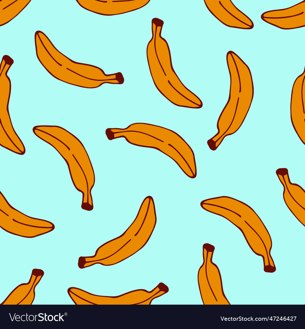 Hand drawing banana seamless pattern in sketch Vector Image