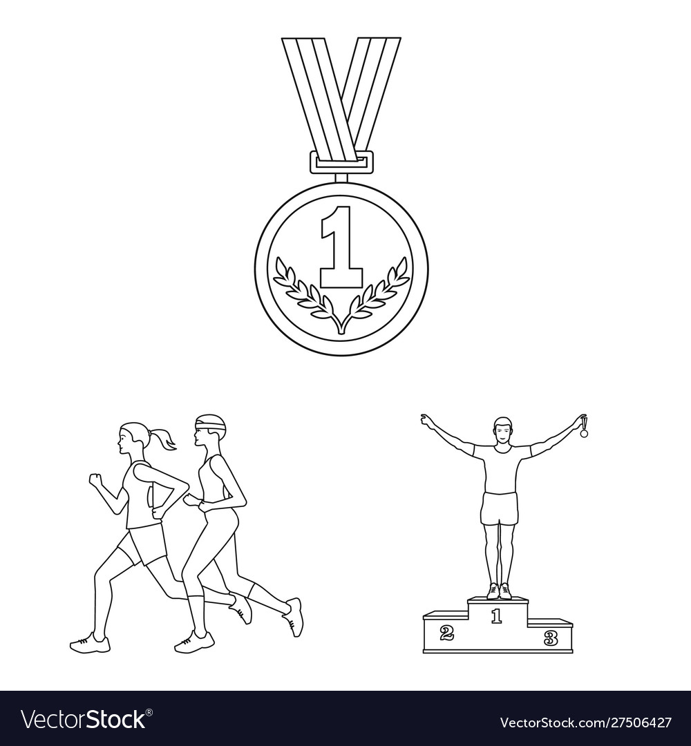 Isolated object exercise and sprinter logo set