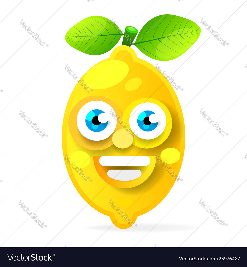 Lemon fruit cartoon character isolated on white Vector Image