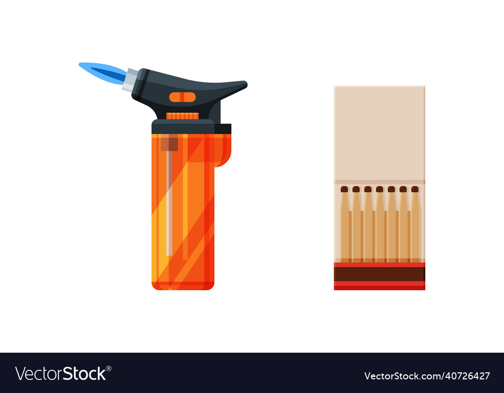 Lighter and box of matches as portable device Vector Image