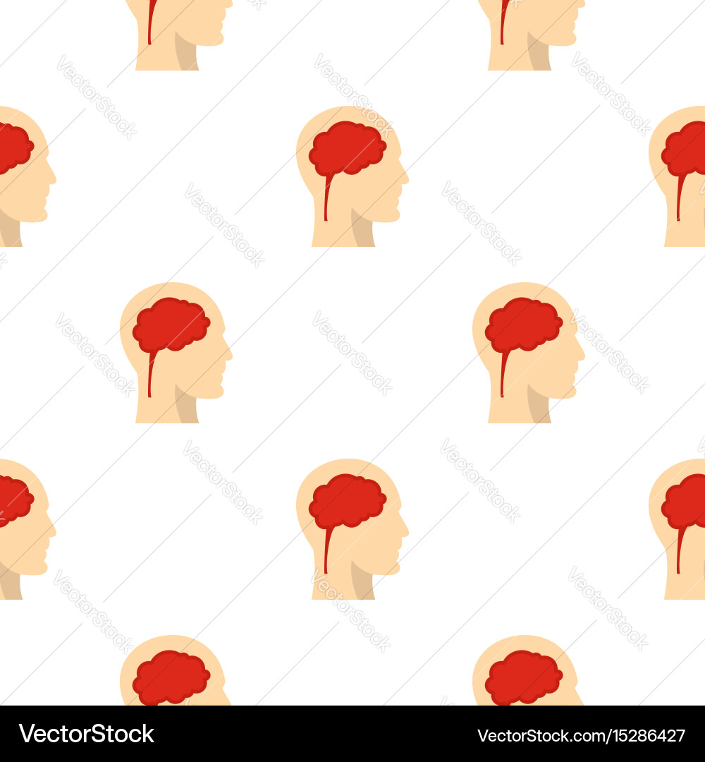 Man head silhouette with brain inside pattern Vector Image