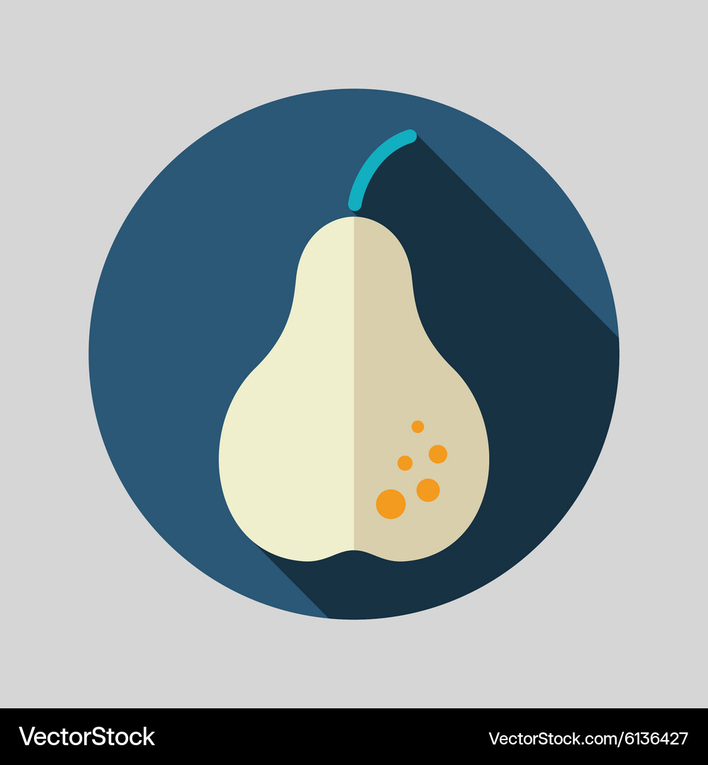 Pear flat icon with long shadow Royalty Free Vector Image