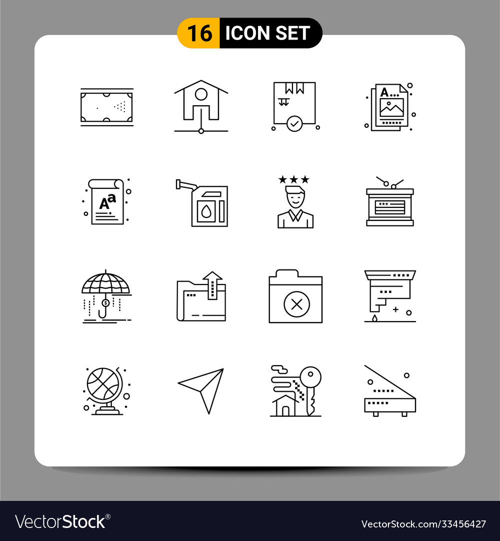 Pictograph set 16 simple outlines font
