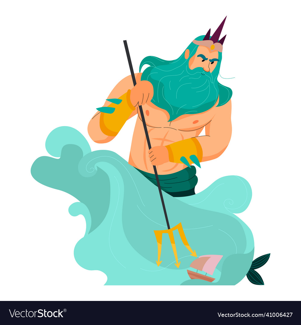 Poseidon Cartoon Royalty Free Vector Image Vectorstock