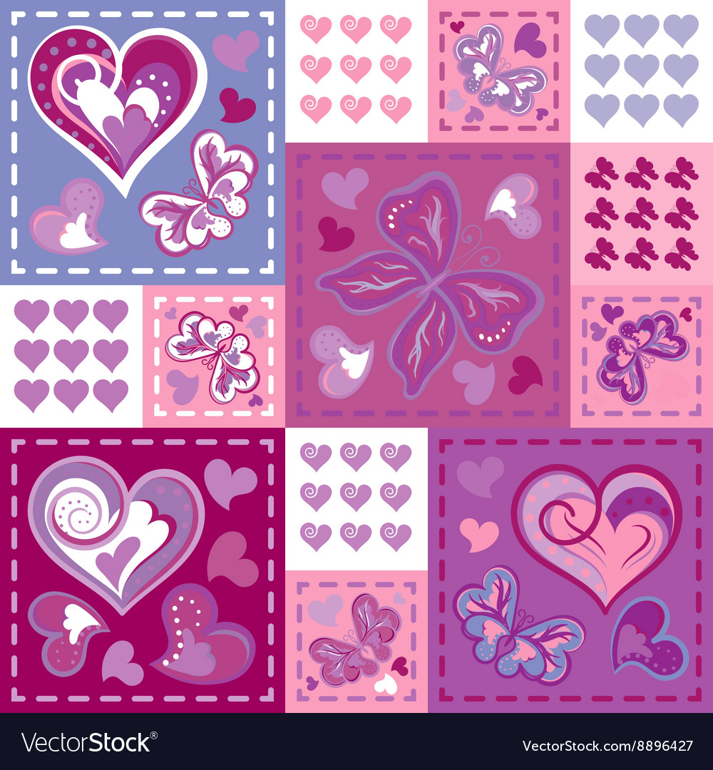 Romantic seamless patterns in patchwork style