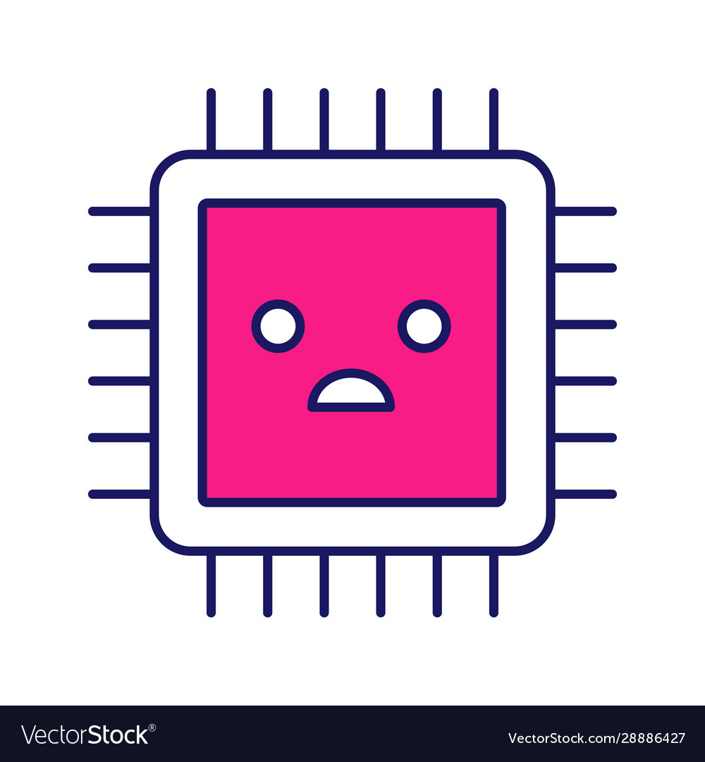 Sad processor color icon vector image Sad processor color icon