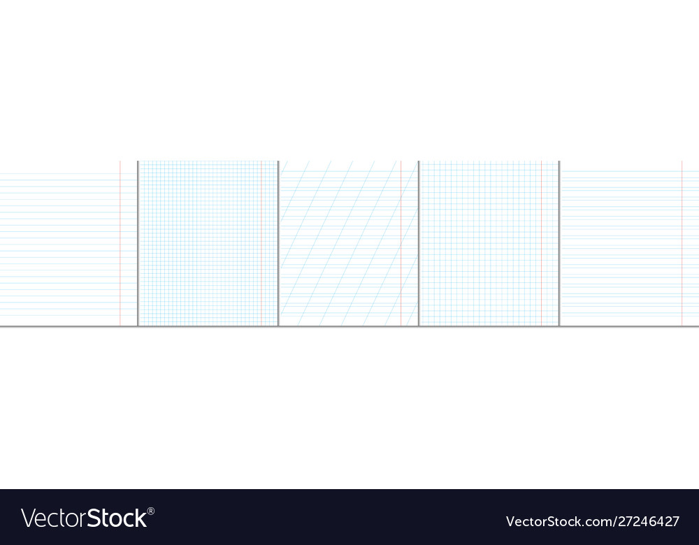 School notebook vertical paper sheets pattern set vector image School notebook vertical paper sheets pattern set