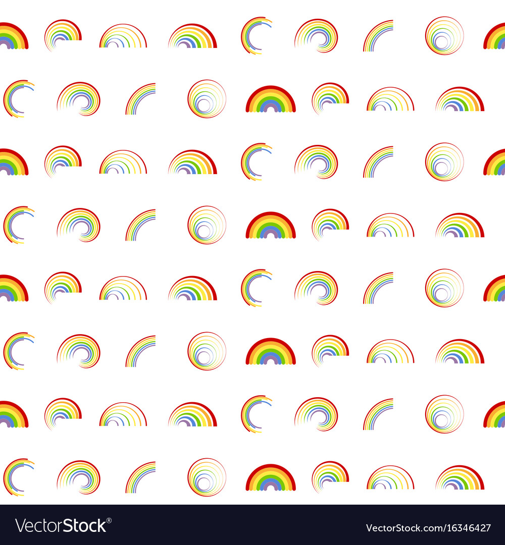 Seamless pattern with different rainbows