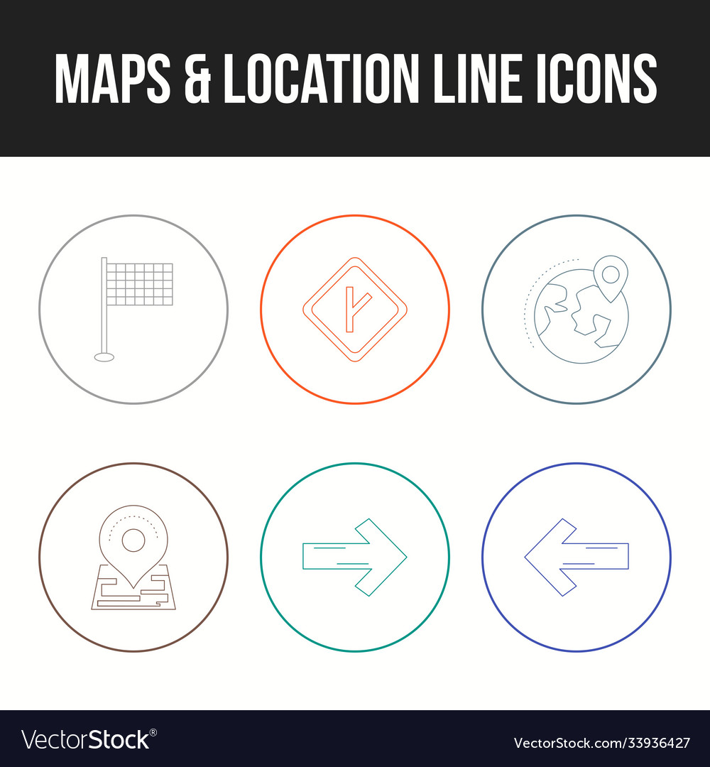 Set beautiful maps location line icons