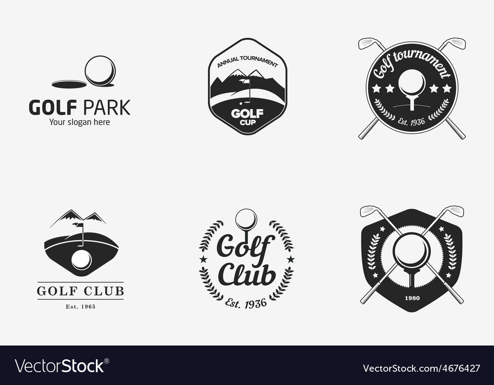 Set of vintage black and white golf championship Vector Image