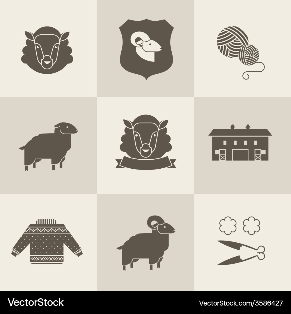 Sheep set Royalty Free Vector Image - VectorStock