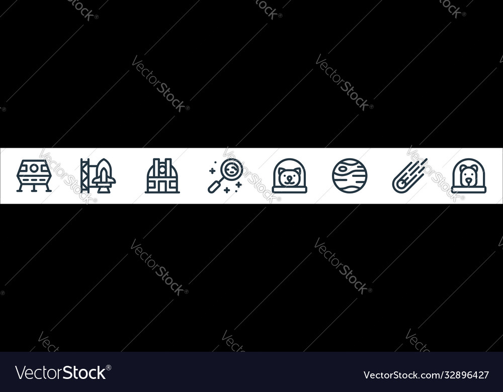 Space line icons linear set quality