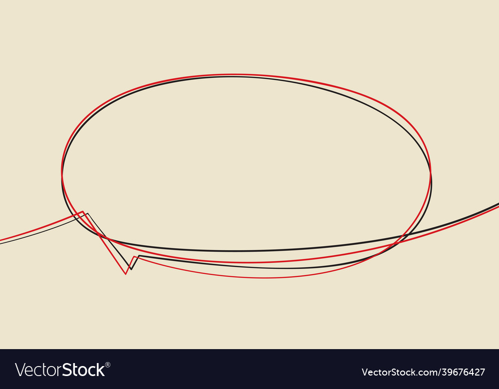 Speech bubble continuous two line drawing black vector image Speech bubble continuous two line drawing black