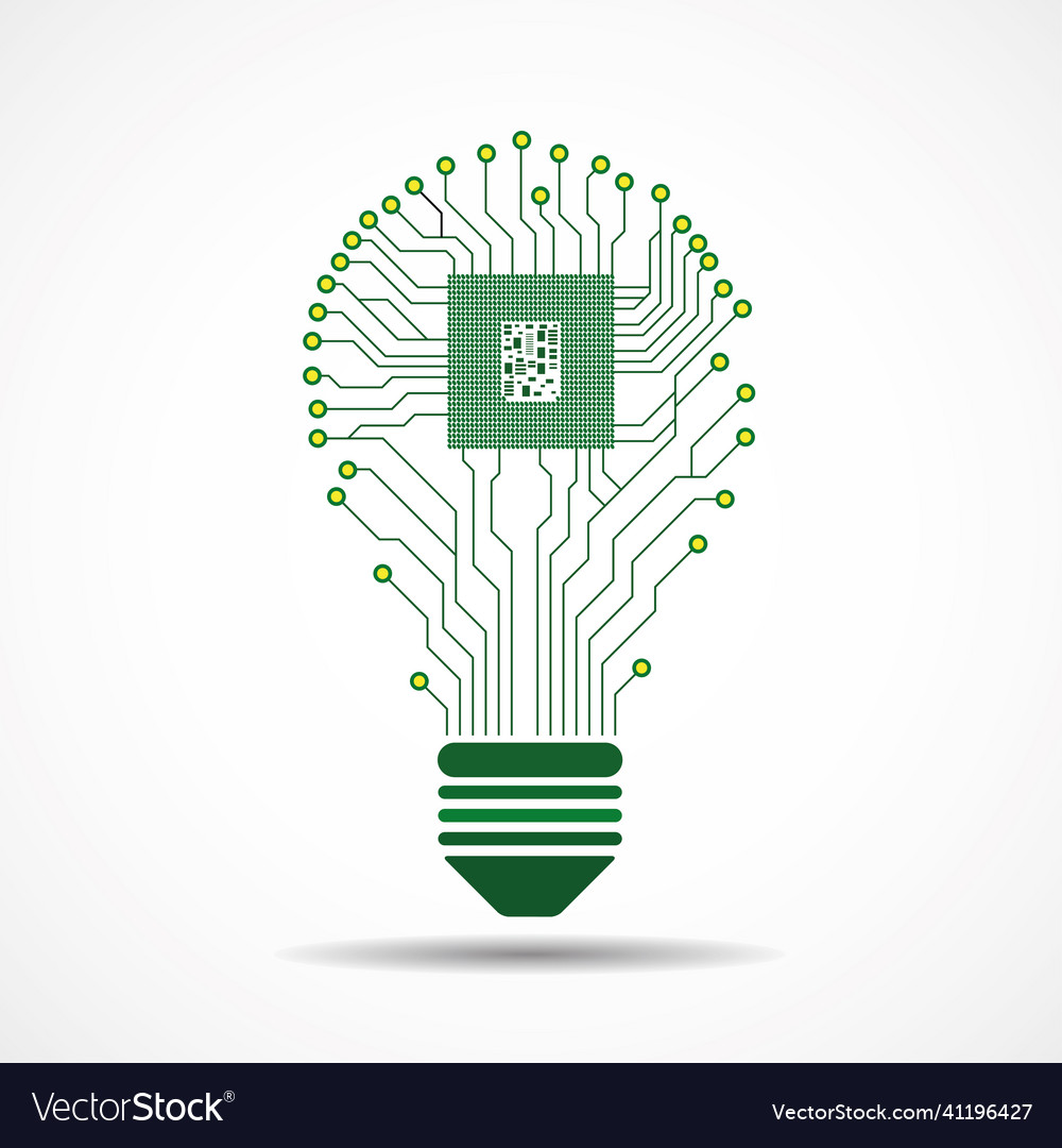 Technology light bulb circuit board with cpu Vector Image Technology light bulb circuit board with cpu
