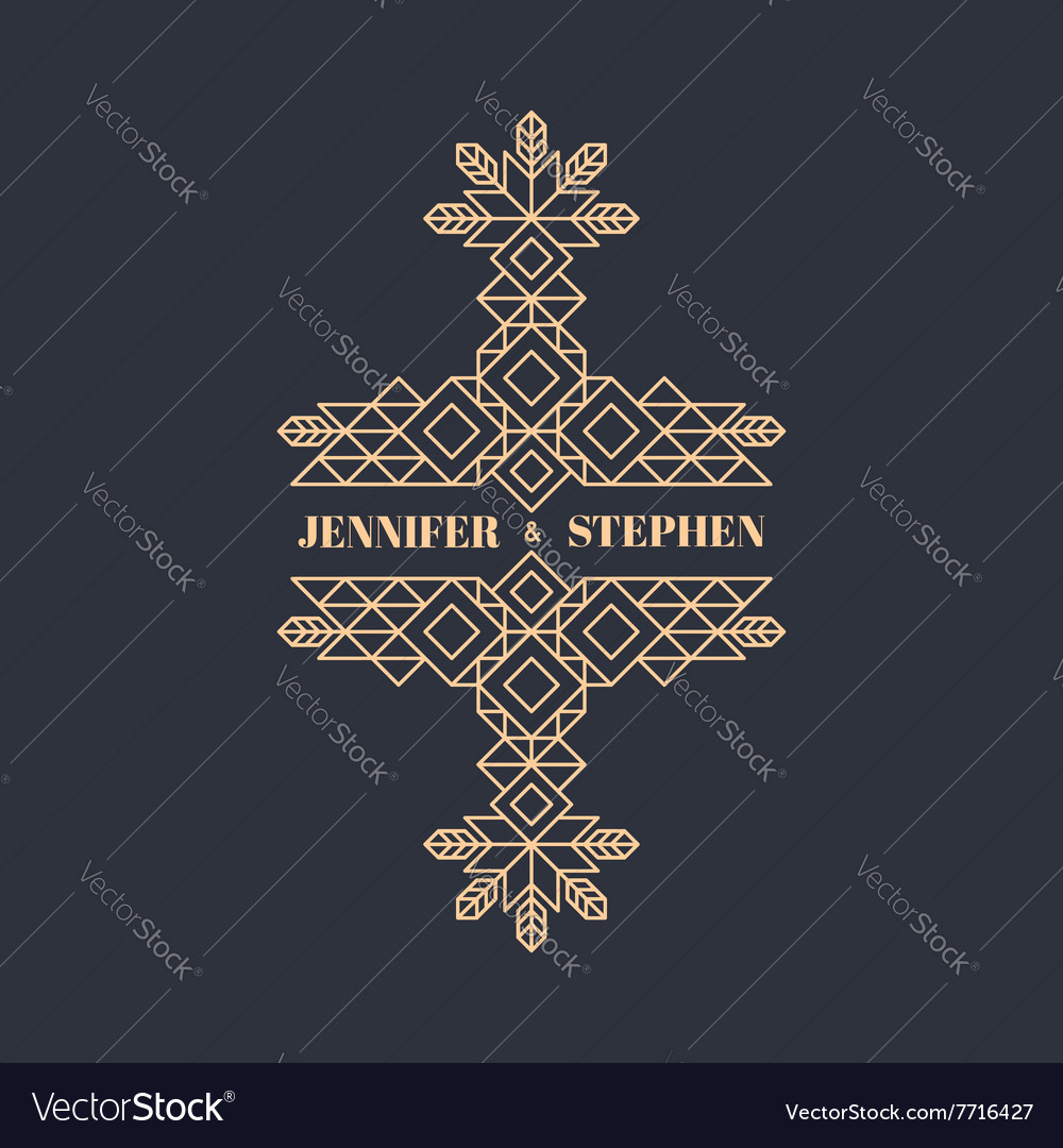 Wedding invitation line art design linear element Vector Image