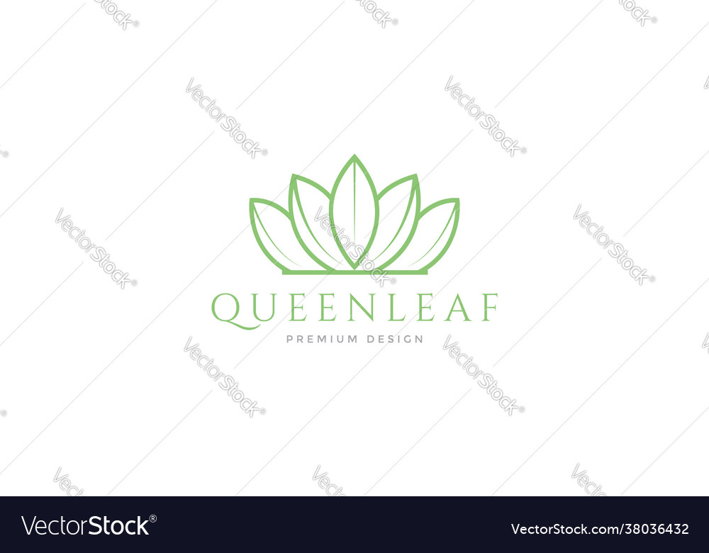 Crown leaf green queen logo symbol icon graphic