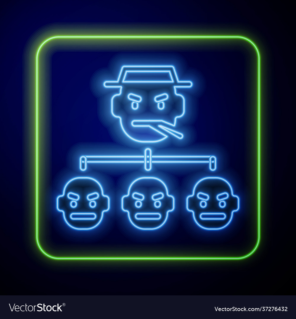 Glowing neon mafia icon isolated on blue Vector Image Glowing neon mafia icon isolated on blue