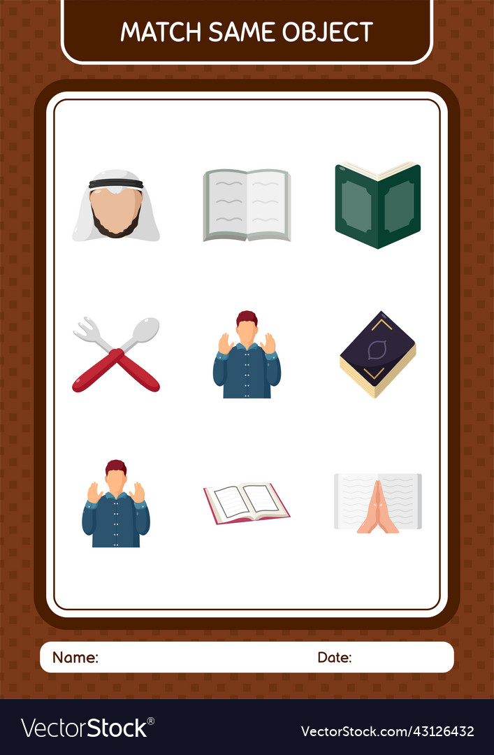 Match with same object game ramadan icon vector image Match with same object game ramadan icon