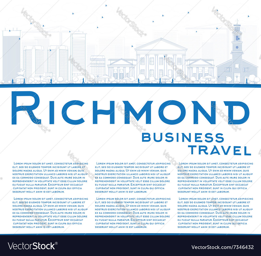 Outline richmond virginia skyline with blue buildi