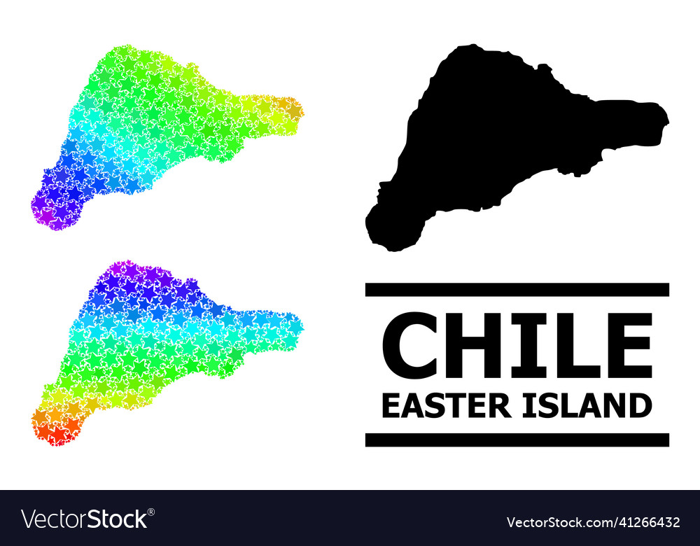 Rainbow gradient stars mosaic map of easter island