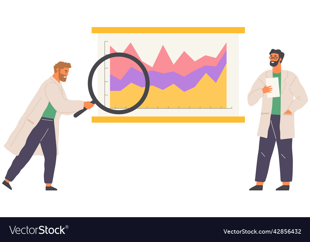 Scientist works with data analytics and research Vector Image Scientist works with data analytics and research