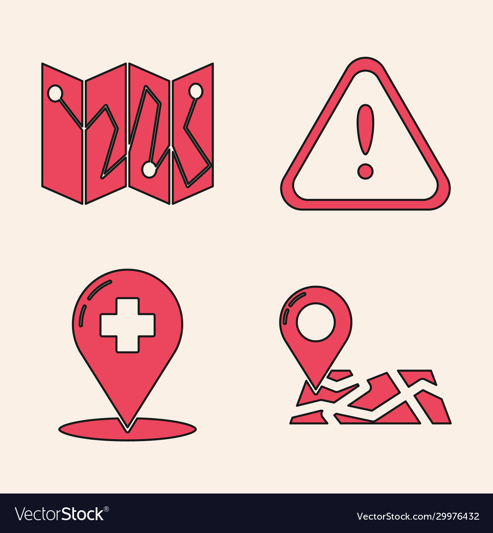 Set folded map with location marker Vector Image Set folded map with location marker