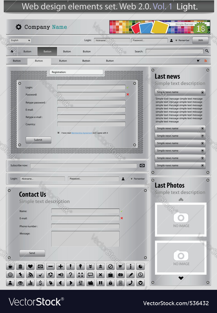 Silver Website Elements - Modern Icons