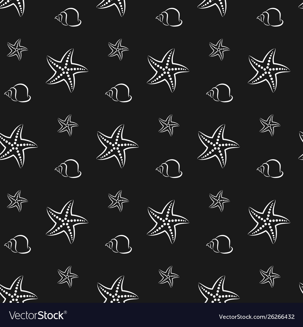 Starfish and shell pattern seamless vector image Starfish and shell pattern seamless