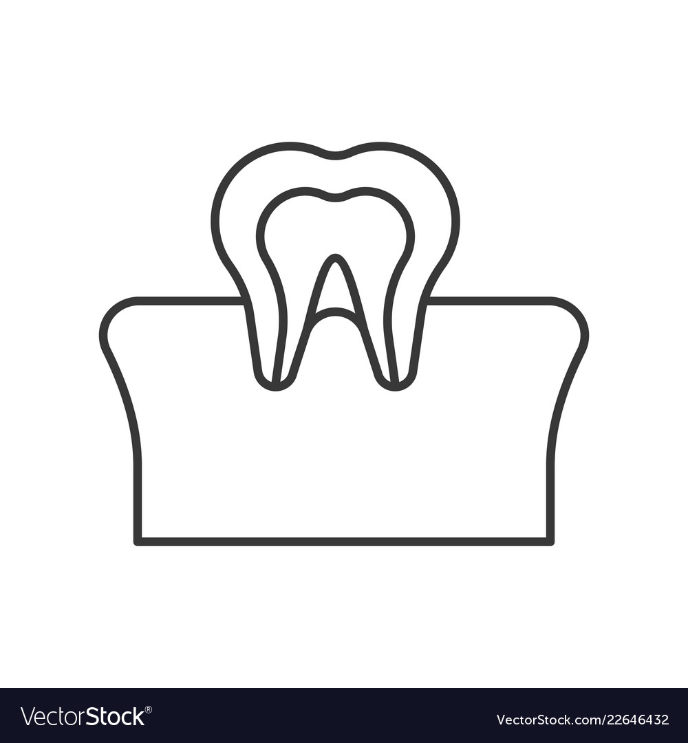 Tooth and gum outline icon dental care set