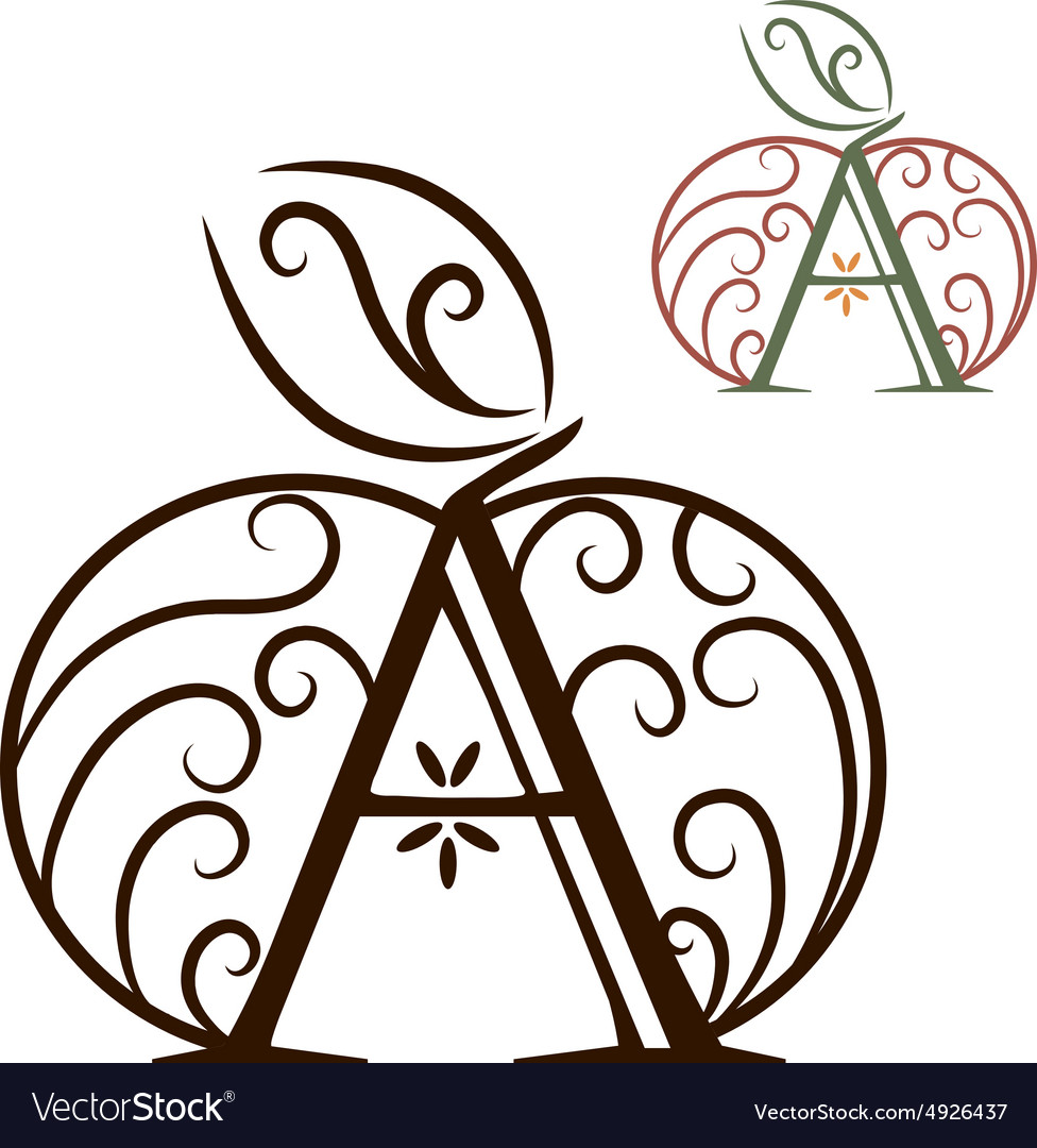 Artistically drawn stylized lace apple