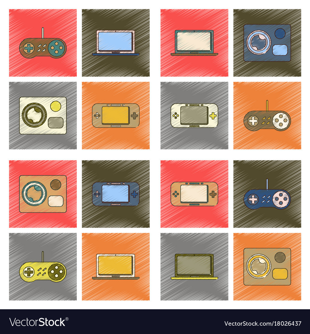 Assembly flat shading style icon computer game