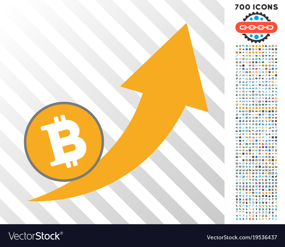 Bitcoin grow up arrow flat icon with bonus