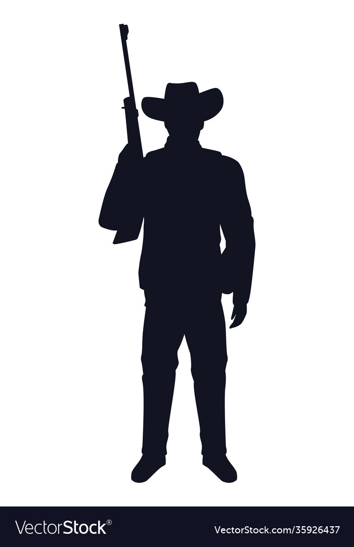 Cowboy figure silhouette with rifle character Vector Image