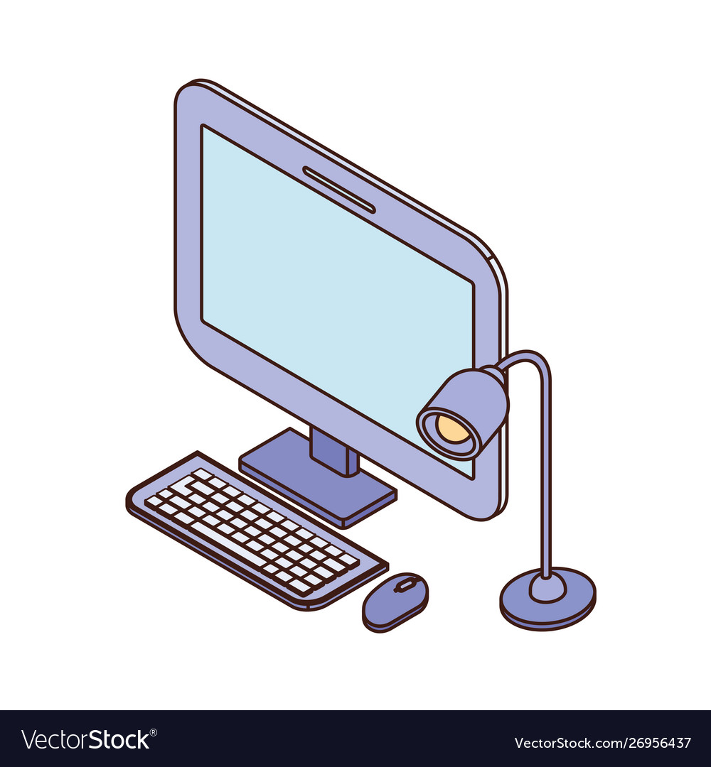 Computerbildschirm mit Tastatur und Maus vector image Computerbildschirm mit Tastatur und Maus