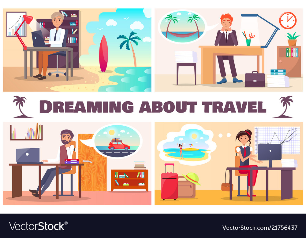 Dreaming about travel set of four cards