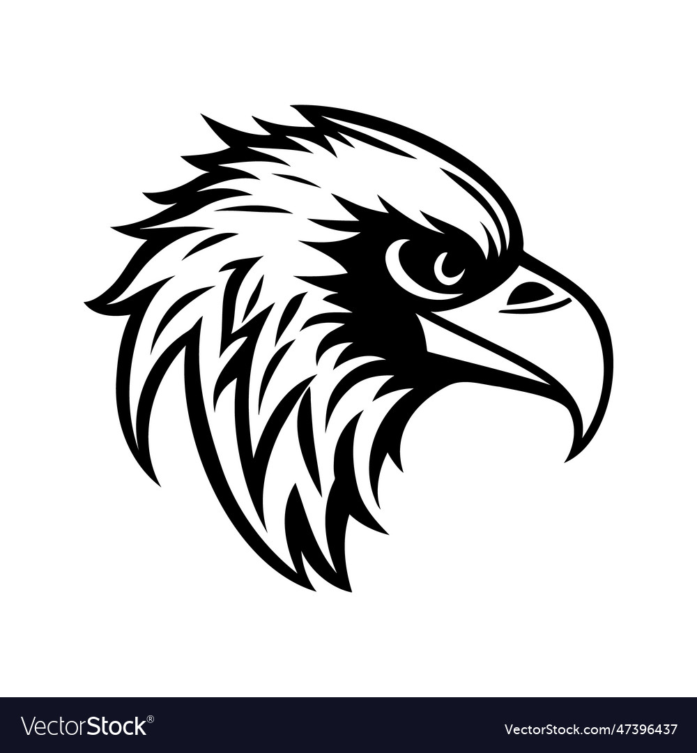 Eagle head black and white icon vector image Eagle head black and white icon