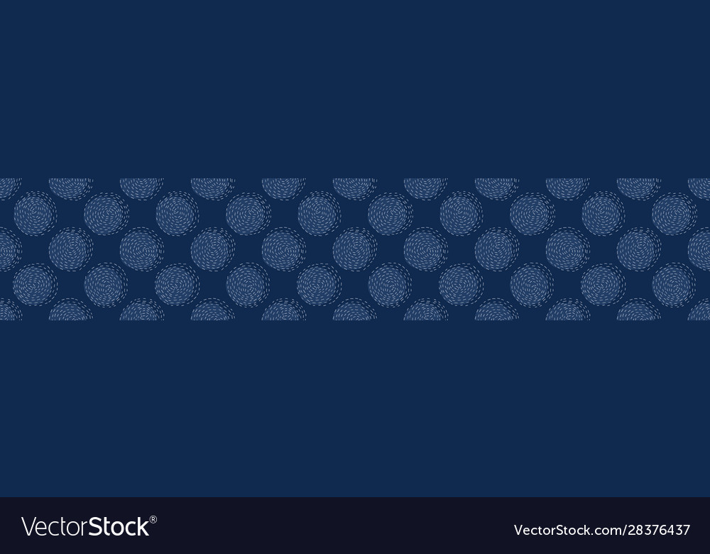 Embroidery border boro fabric circle sashiko vector image Embroidery border boro fabric circle sashiko