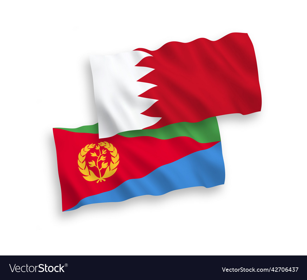 Flags of eritrea and bahrain on a white background vector image Flags of eritrea and bahrain on a white background