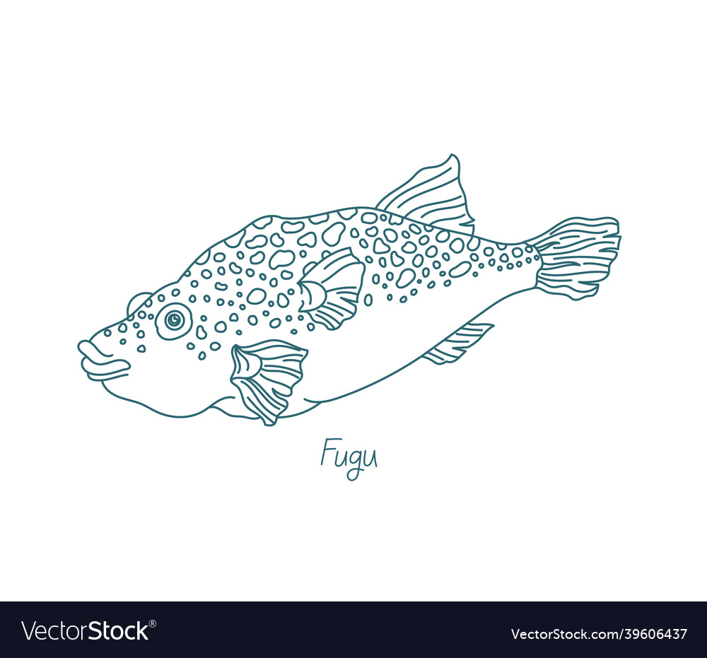 Fugu fish open paths editable stroke custom
