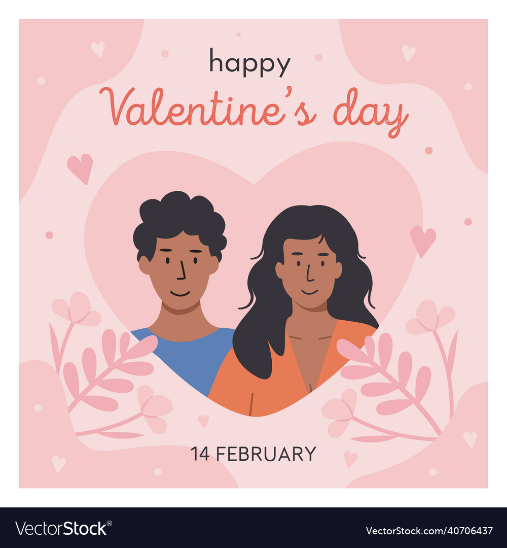 Happy valentines day greeting card cute diverse Vector Image