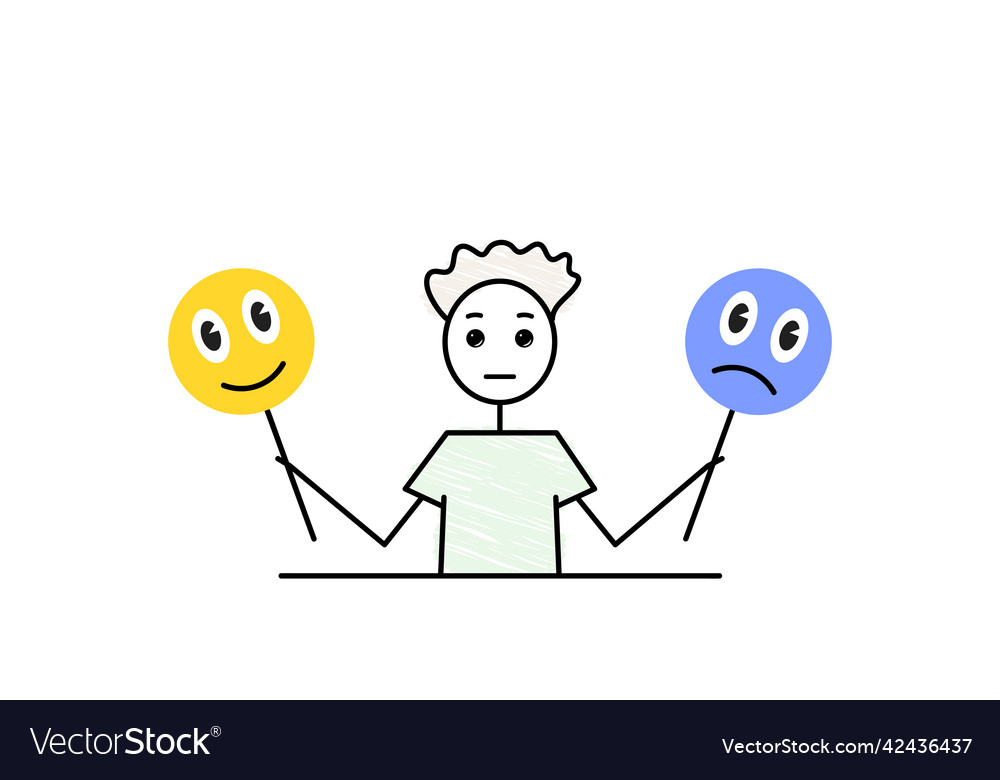 Is mood a choice cute little boy holding happy Vector Image