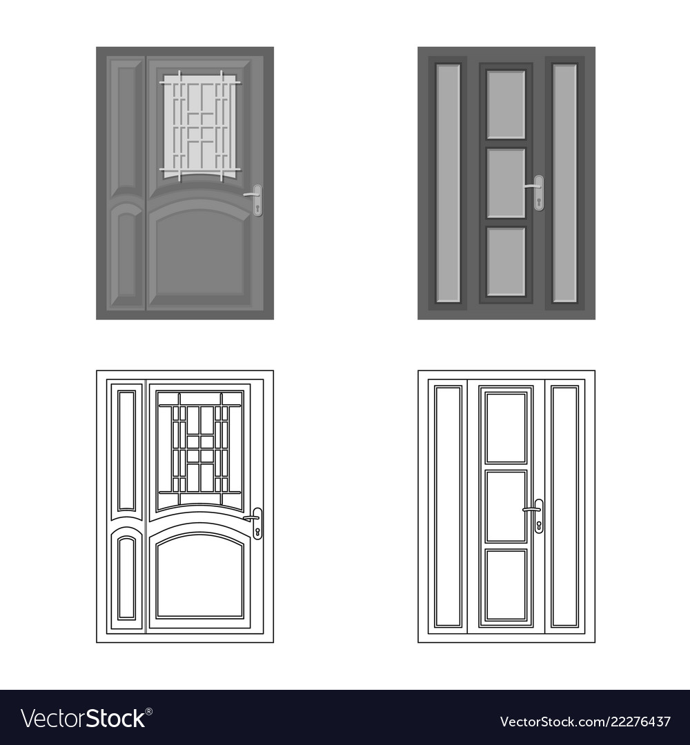 Isolated object of door and front symbol set
