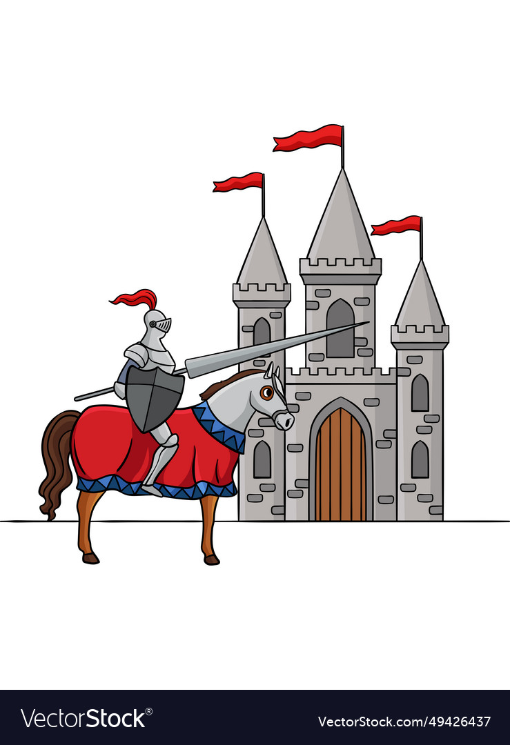 Reitpferd vor einem Schloss Clipart