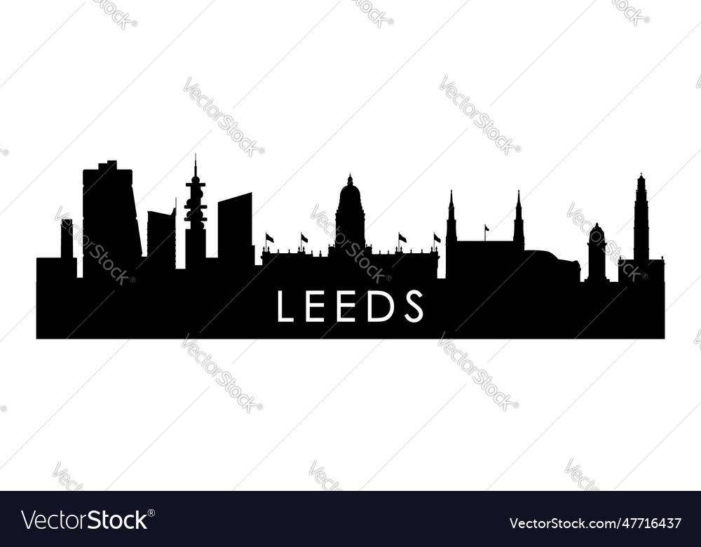 Leeds skyline silhouette black city design Vector Image Leeds skyline silhouette black city design