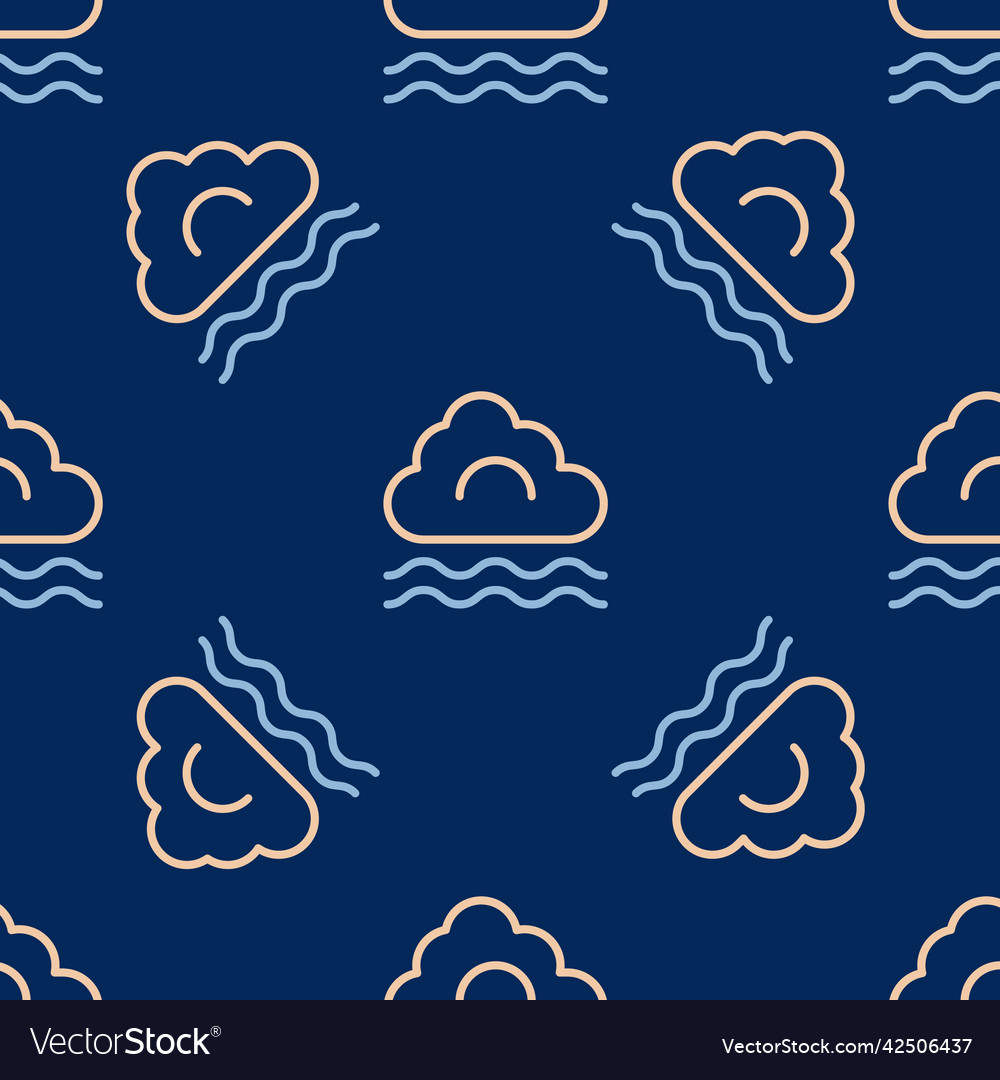 Line fog and cloud icon isolated seamless pattern vector image Line fog and cloud icon isolated seamless pattern