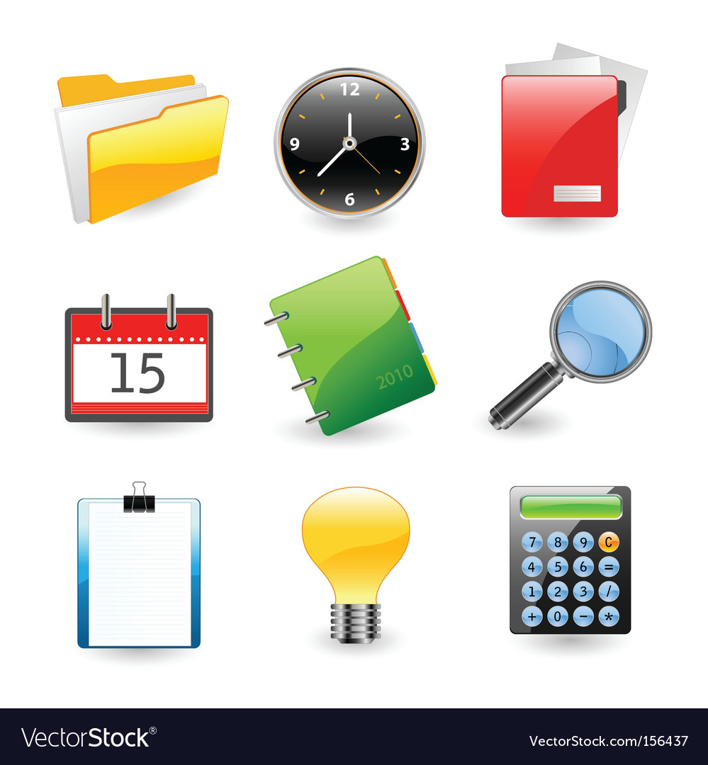 Office icon set Royalty Free Vector Image - VectorStock