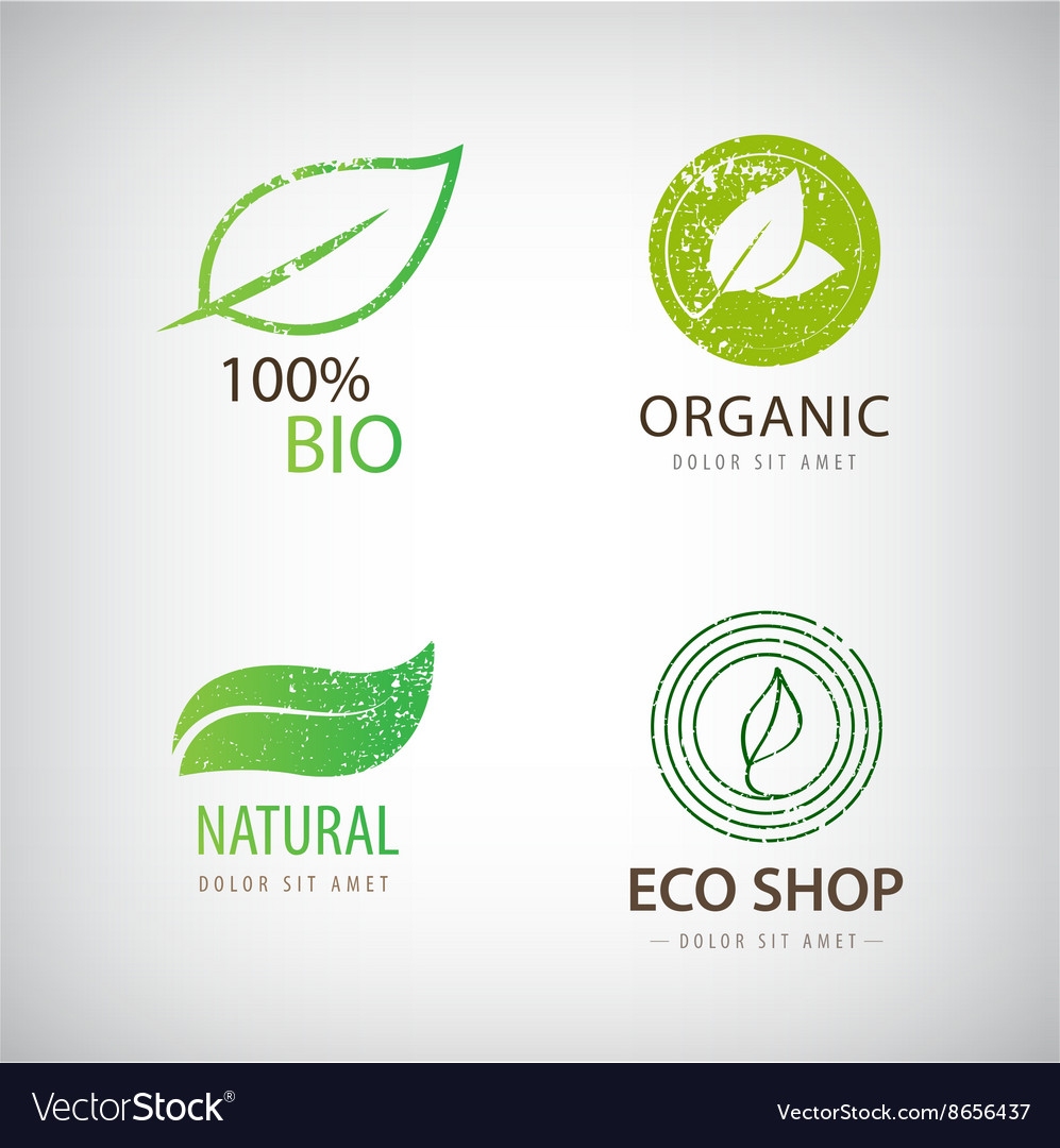 Set of eco logos leaves organic Royalty Free Vector Image