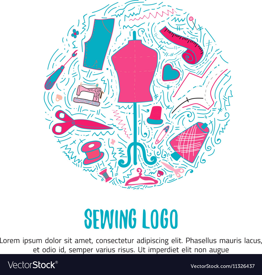 Sewing logo for hand made products Royalty Free Vector Image