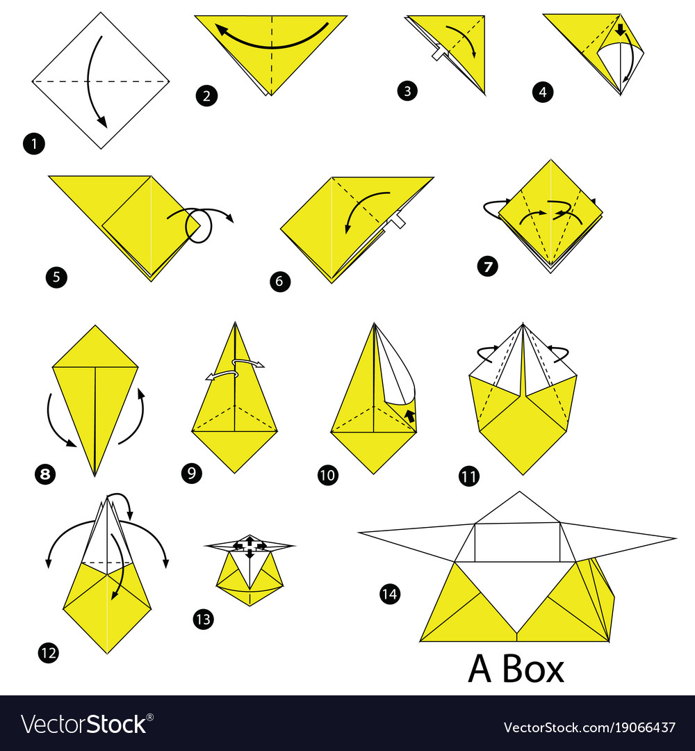 Step Instructions How To Make Origami A Box Vector Image 6213