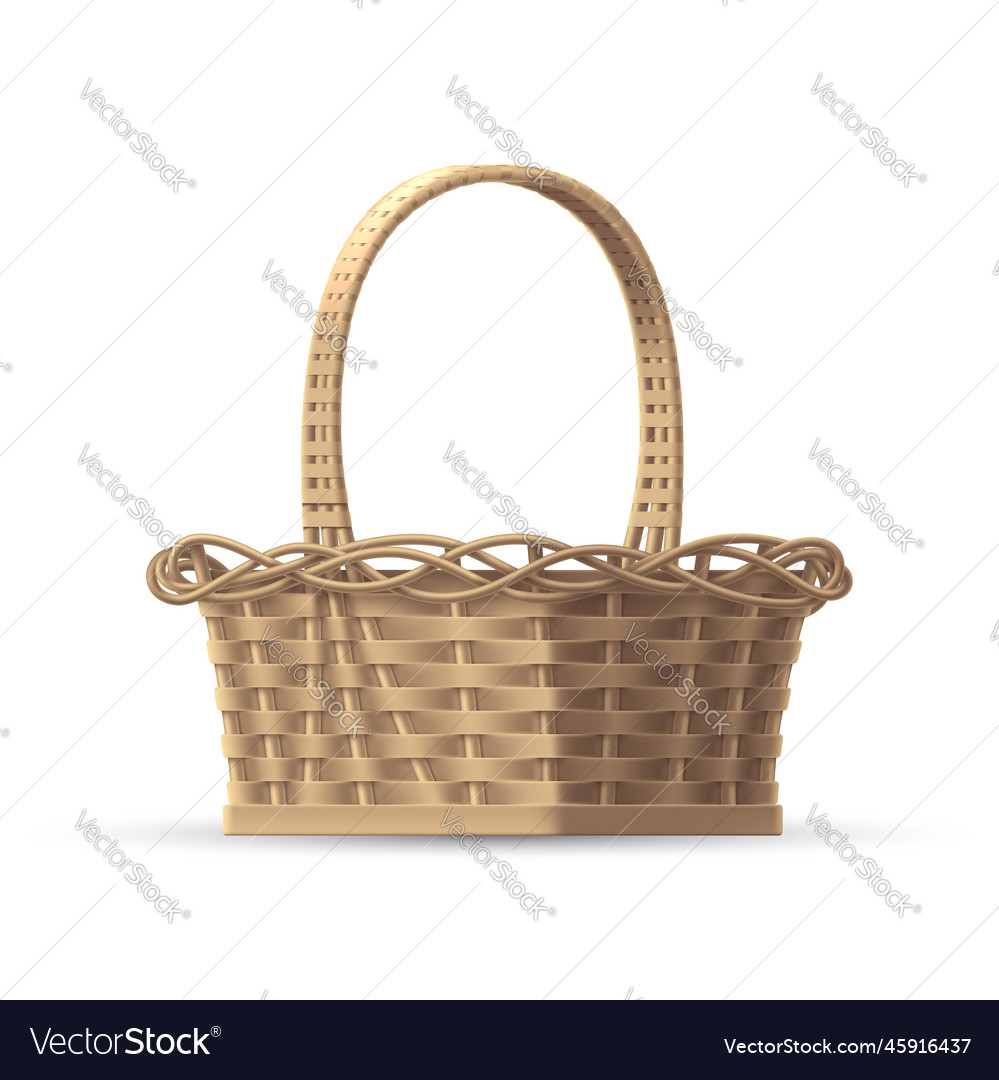 Template of wicker straw 3d basket Royalty Free Vector Image